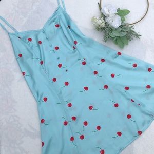 Silk blue cherry dress